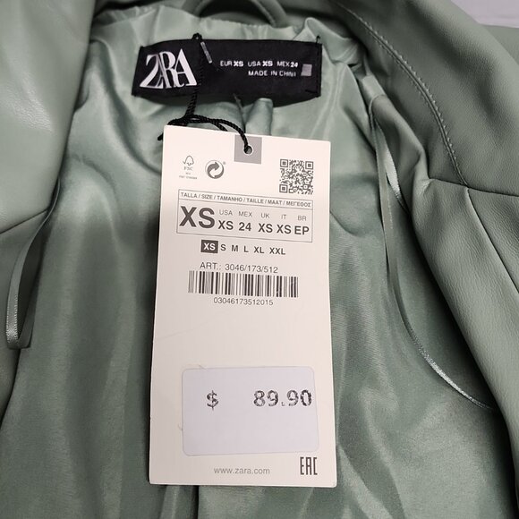 NWT Zara faux leather double breasted  blazer - Picture 6 of 13